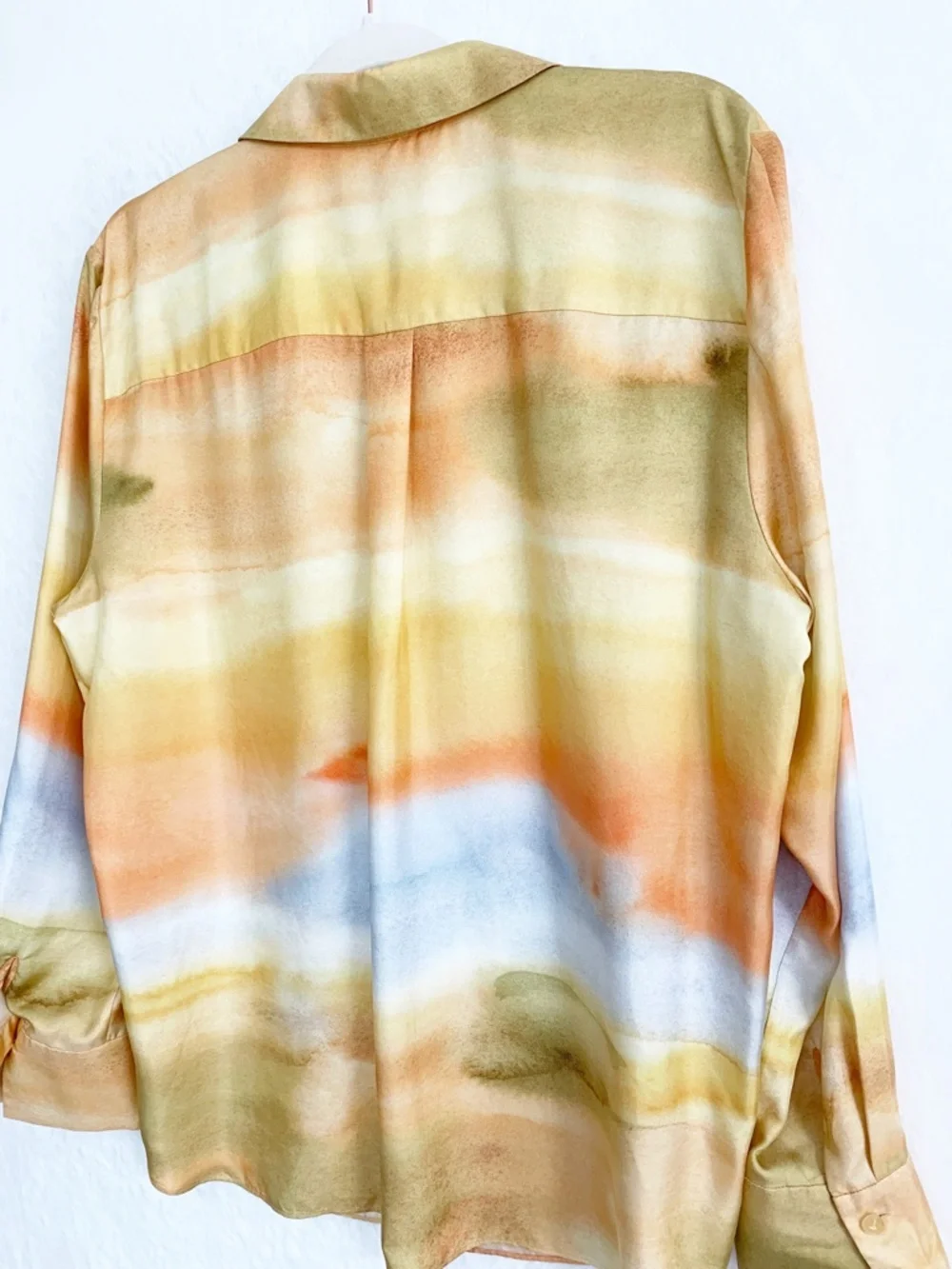 LaFayette 148 Scottie Silk Twill Horizon Print Blouse Sz XL - Picture 8 of 12